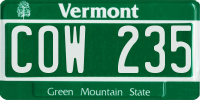 VT license plate COW235