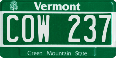 VT license plate COW237