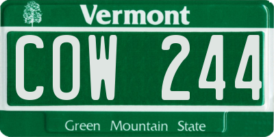 VT license plate COW244