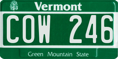 VT license plate COW246