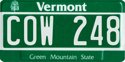 VT license plate COW248