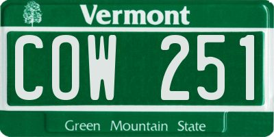 VT license plate COW251