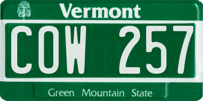 VT license plate COW257