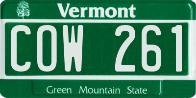 VT license plate COW261