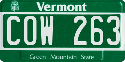 VT license plate COW263