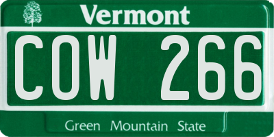 VT license plate COW266