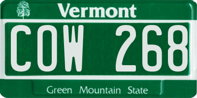 VT license plate COW268