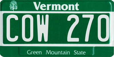 VT license plate COW270
