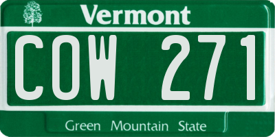 VT license plate COW271