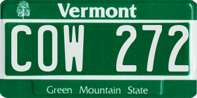 VT license plate COW272