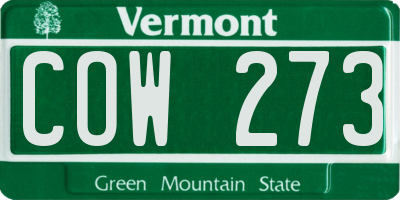 VT license plate COW273