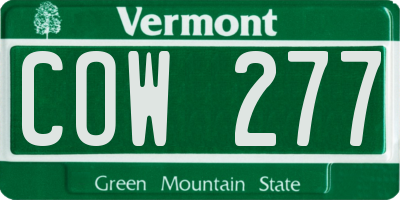 VT license plate COW277