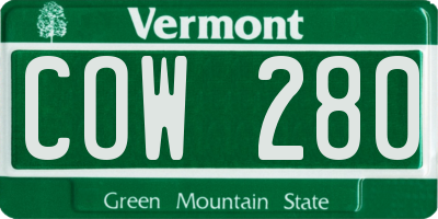 VT license plate COW280