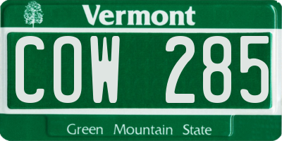 VT license plate COW285