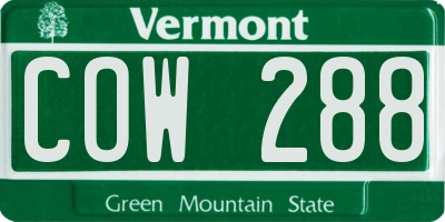 VT license plate COW288