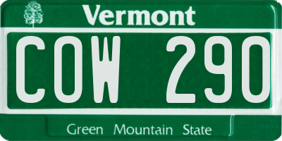 VT license plate COW290
