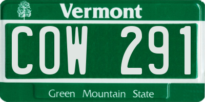 VT license plate COW291
