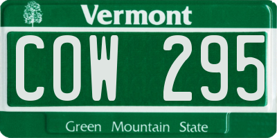 VT license plate COW295