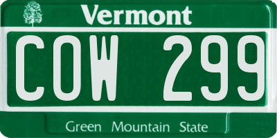 VT license plate COW299