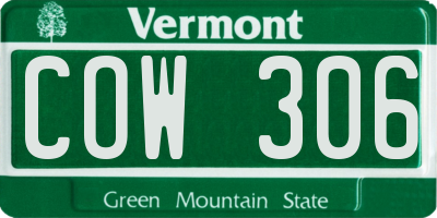 VT license plate COW306
