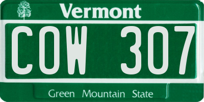 VT license plate COW307