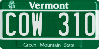 VT license plate COW310