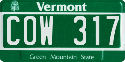 VT license plate COW317