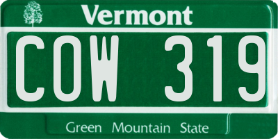 VT license plate COW319