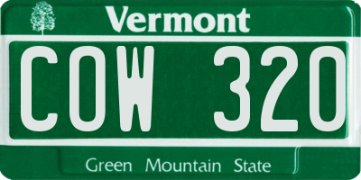 VT license plate COW320