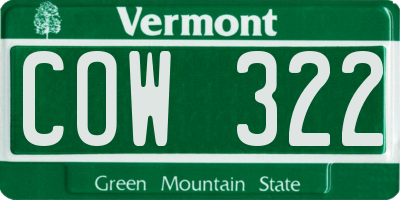 VT license plate COW322
