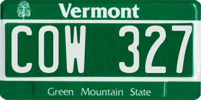 VT license plate COW327