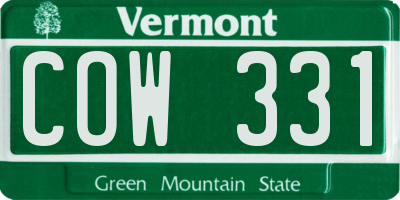 VT license plate COW331