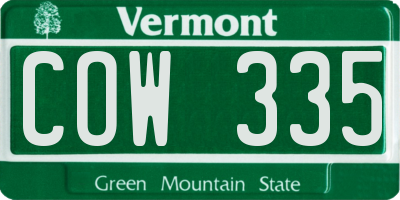 VT license plate COW335
