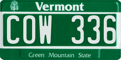 VT license plate COW336