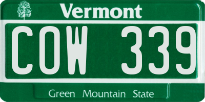 VT license plate COW339