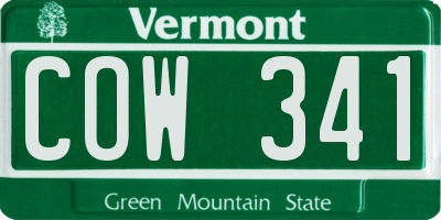 VT license plate COW341