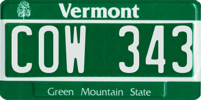 VT license plate COW343