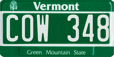 VT license plate COW348