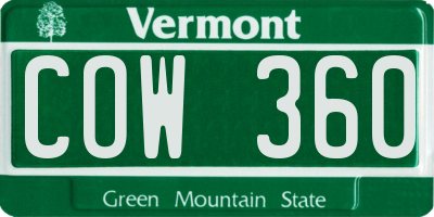 VT license plate COW360