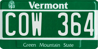 VT license plate COW364