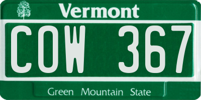 VT license plate COW367