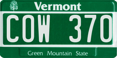 VT license plate COW370