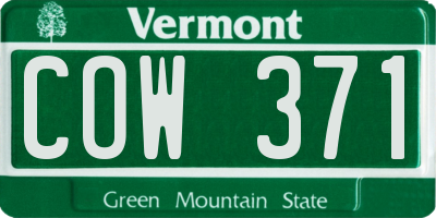 VT license plate COW371