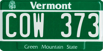 VT license plate COW373