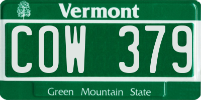 VT license plate COW379
