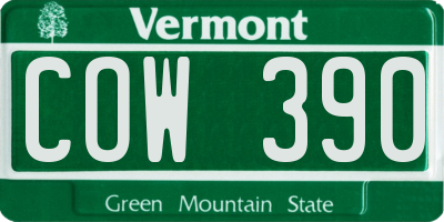 VT license plate COW390