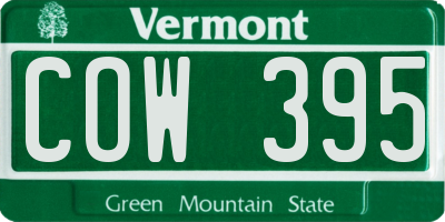 VT license plate COW395