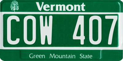 VT license plate COW407