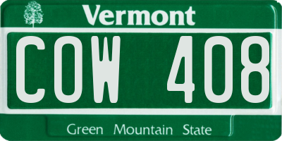 VT license plate COW408