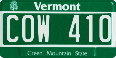 VT license plate COW410